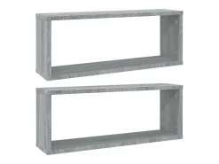 Prateleiras parede 2 pcs madeira processada 60x15x23 cm cinza PT824295