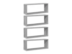 Prateleiras parede 4 pcs madeira processada 60x15x23 cm cinza