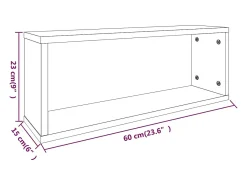 Prateleiras parede 2 pcs madeira processada 60x15x23 cm cinza