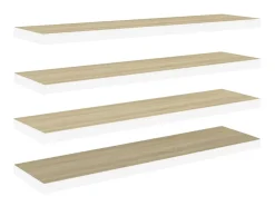 Prateleiras parede 4 pcs 120x23,5x3,8 cm MDF carvalho e branco PT564598