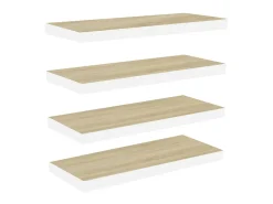 Prateleiras parede 4 pcs 60x23,5x3,8 cm MDF carvalho e branco PT207318