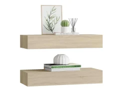 Prateleiras parede c/ gavetas 2 pcs MDF 60x23,5x10 cm carvalho