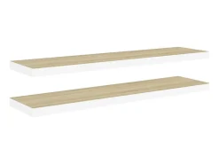 Prateleiras parede 2pcs 90x23,5x3,8 cm MDF cor carvalho/branco PT647309