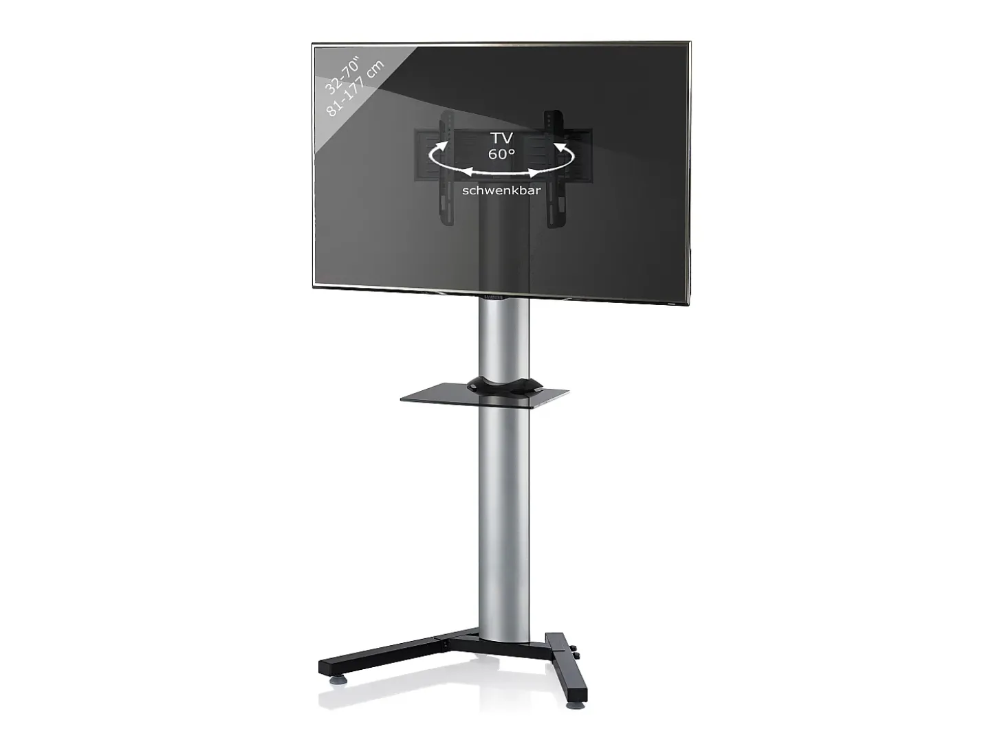 Pés de suporte de TV Stadino Prata A. 174 x L. 90 x P. 74 cm