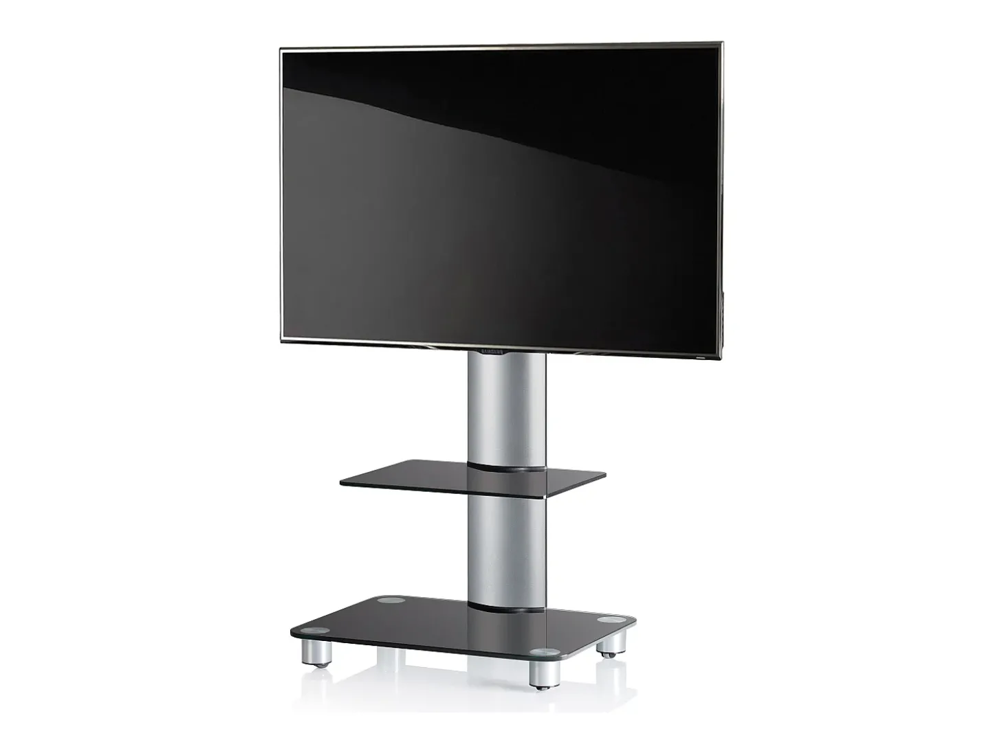 Pés de suporte de TV Tosal Vidro preto A. 100 x L. 60 x P. x 44 cm