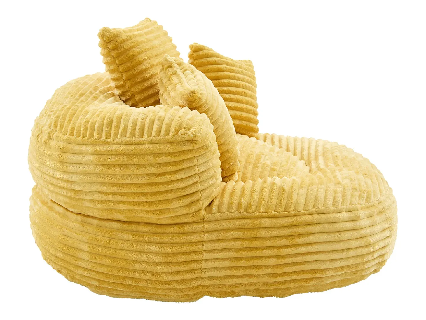 Puf em bombazine - Com 3 almofadas - Amarelo mostarda