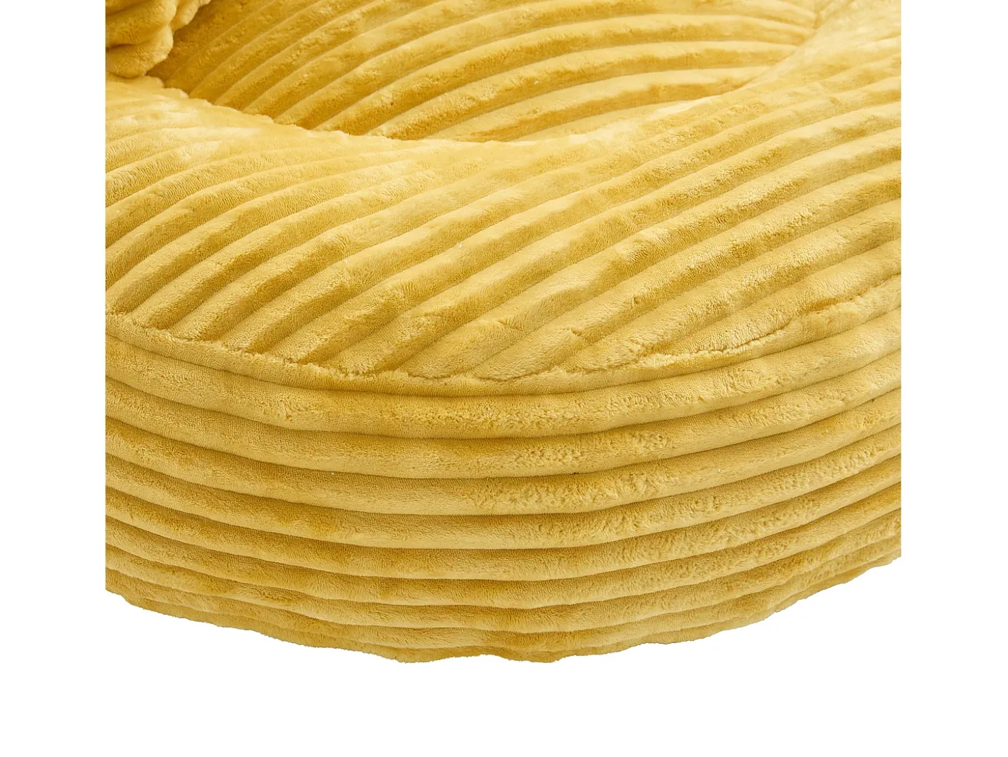 Puf em bombazine - Com 3 almofadas - Amarelo mostarda