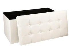 Pufe Duplo Dobrável Lysandre Contemporary Tampa de Veludo Bege 76x38 cm