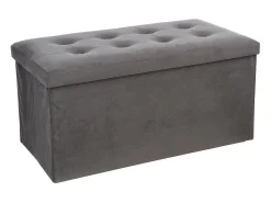 Pufe Duplo Dobrável Lysandre Contemporary Veludo Cinza 76x38 cm