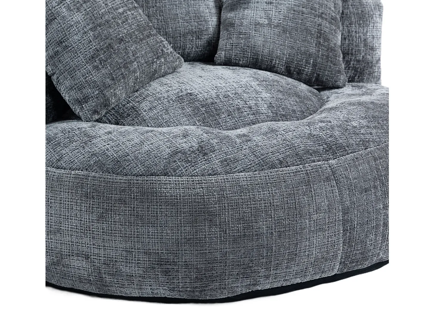 Puff com 3 almofadas - Para adultos e crianças - Chenille cinzento, não necessita de montagem