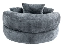 Puff com 3 almofadas - Para adultos e crianças - Chenille cinzento, não necessita de montagem