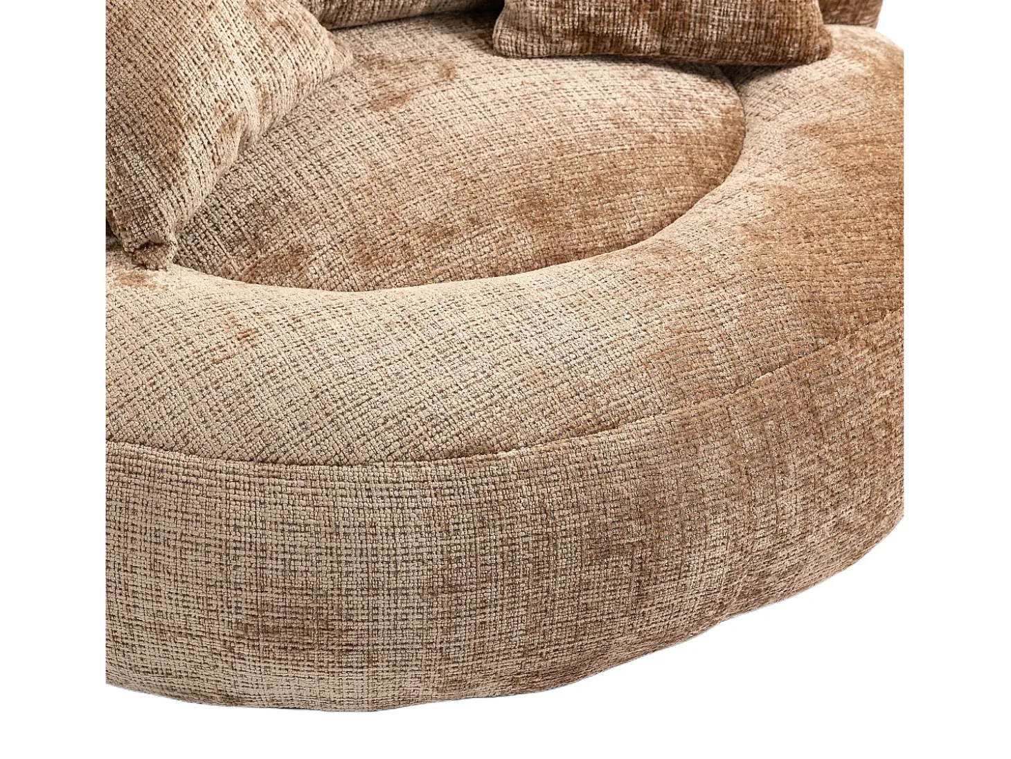 Puff com 3 almofadas - Para adultos e crianças - Chenille castanho claro, não necessita de montagem