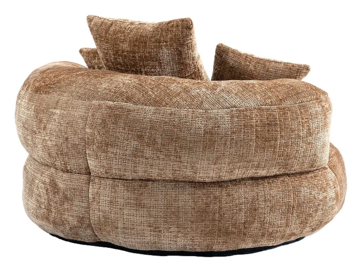Puff com 3 almofadas - Para adultos e crianças - Chenille castanho claro, não necessita de montagem