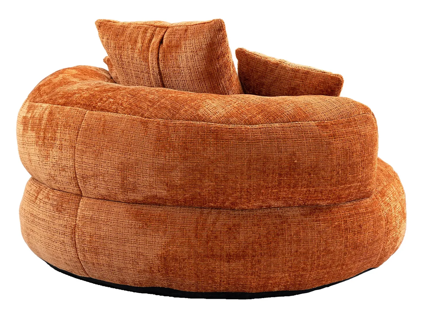 Puff com 3 almofadas - Para adultos e crianças - Chenille laranja, não necessita de montagem