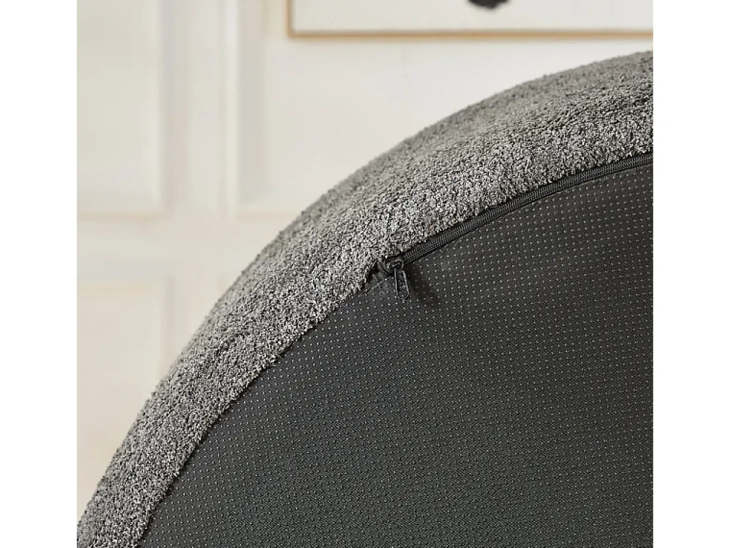 Puff Redondo de Chenille, Espuma Alta Densidade, com 3 Almofadas, Cinza, 127x127x85cm