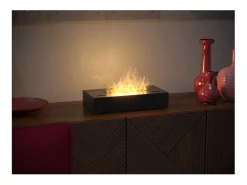 Queimador a bioetanol com bancada em aço inoxidável preto mate 50cm