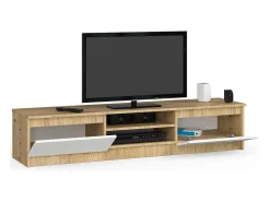 Rack de TV 160cm Carvalho Artisan/Branco, 2 Portas, 2 Prateleiras, Montagem Fácil