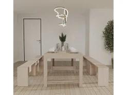RAFFAELLA - Conjunto de consola com dois bancos extensíveis - Dimensões de instalação: 51,6 x 90 x 75 cm - Branco - Entrega gratuita