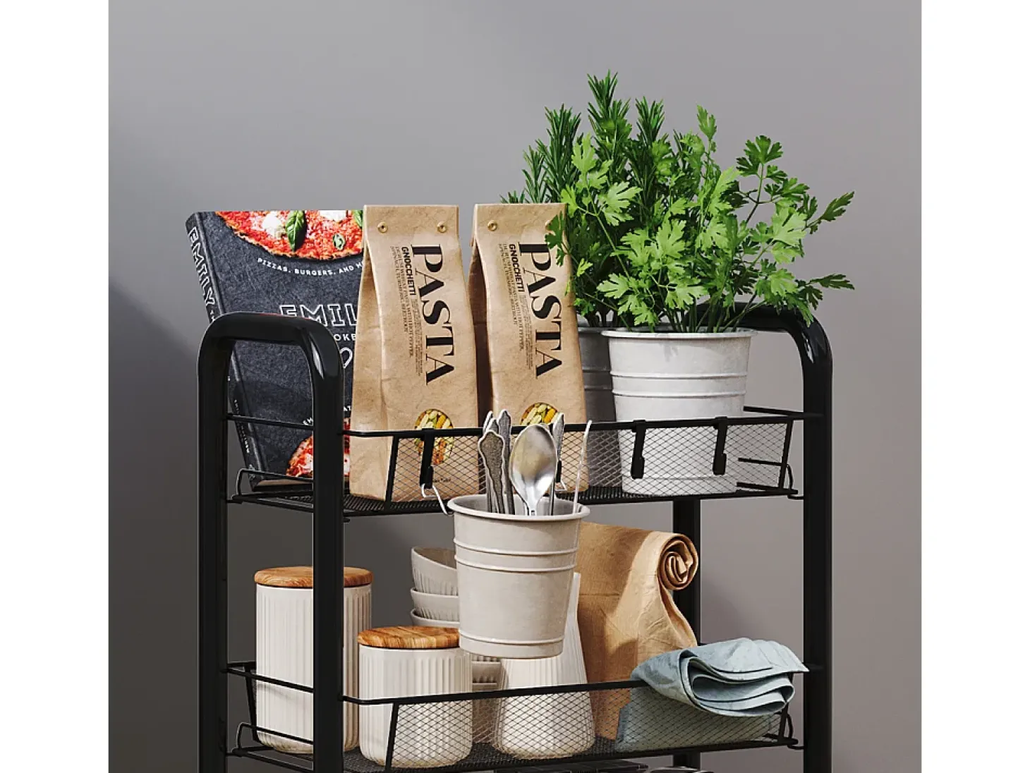 Recipiente com rodas preto 45x27x64 tarro