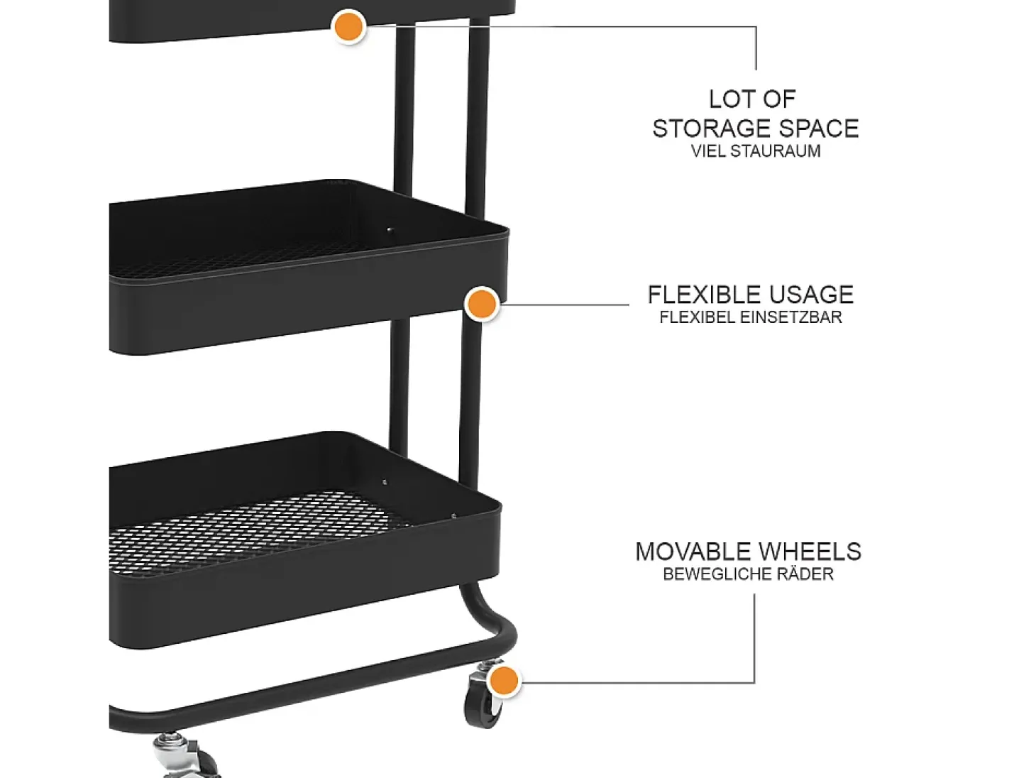 Roll container preto 45.9x34x78.7 tron