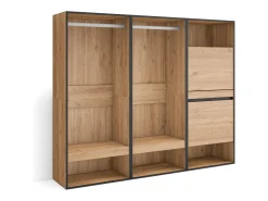 Roupeiro aberto, 180x35x145cm, Para quarto, dormitório, Sapateira, Carvalho