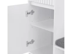 Roupeiro branco com 2 portas, 1 gaveta, 4 ganchos e 1 banco, 100x30x180cm