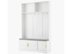 Roupeiro branco com 3 portas, sapateira e 6 ganchos, simples e versátil 120×40×191 cm