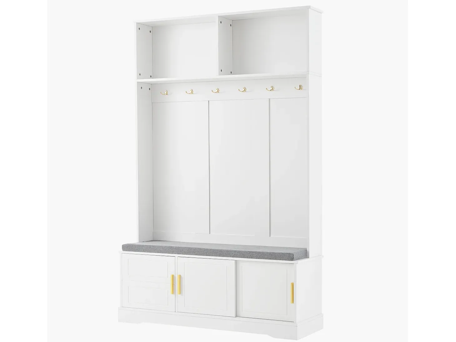 Roupeiro branco com 3 portas, sapateira e 6 ganchos, simples e versátil 120×40×191 cm