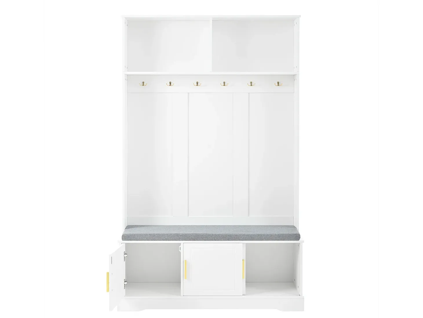 Roupeiro branco com 3 portas, sapateira e 6 ganchos, simples e versátil 120×40×191 cm
