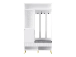 Roupeiro branco com 1 porta, 2 gavetas, 4 ganchos e 1 banco 100 x 35 x 180 cm