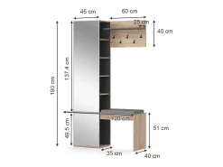 Roupeiro carvalho goldkraft 120x40x190 adeline