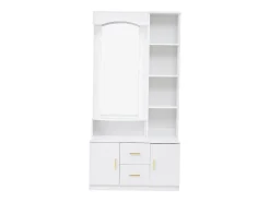 Roupeiro com espelho, 2 gavetas e 2 portas - Branco 90 x 40 x 180 cm