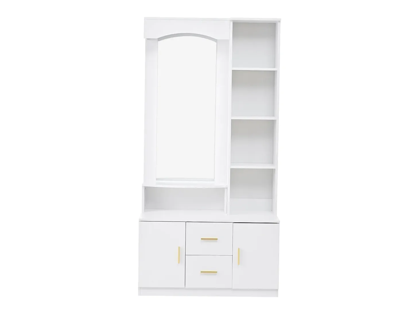 Roupeiro com espelho, 2 gavetas e 2 portas - Branco 90 x 40 x 180 cm