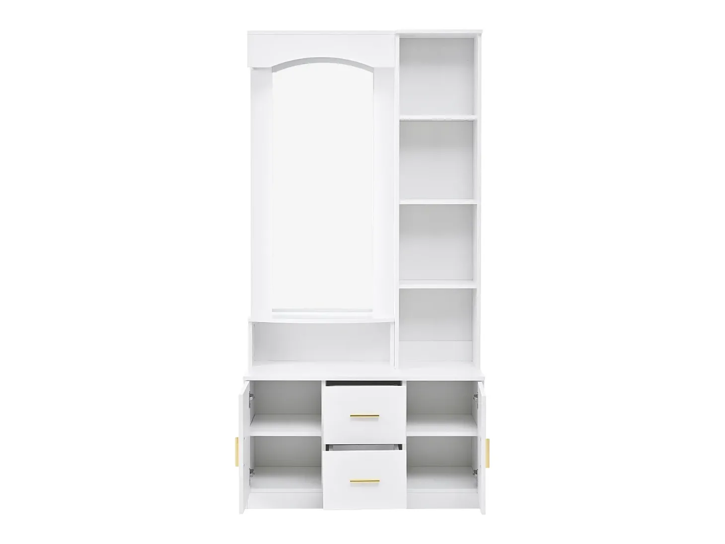 Roupeiro com espelho, 2 gavetas e 2 portas - Branco 90 x 40 x 180 cm