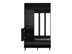 Roupeiro preto com 1 porta, 2 gavetas, 4 ganchos e 1 banco 100 x 35 x 180 cm