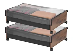 Sacos de Armazenamento SucceBuy sob a Cama com Rodinhas Traváveis, Organizador de Sapatos sob a Cama 2 Peças de 65 x 46 x 18 cm, Caixa de Armazenamento