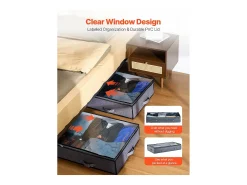 Sacos de Armazenamento SucceBuy sob a Cama 4 Peças 90 L, Organizador de Sapatos sob a Cama com Tampas Transparentes, Caixa de Armazenamento para Roupas