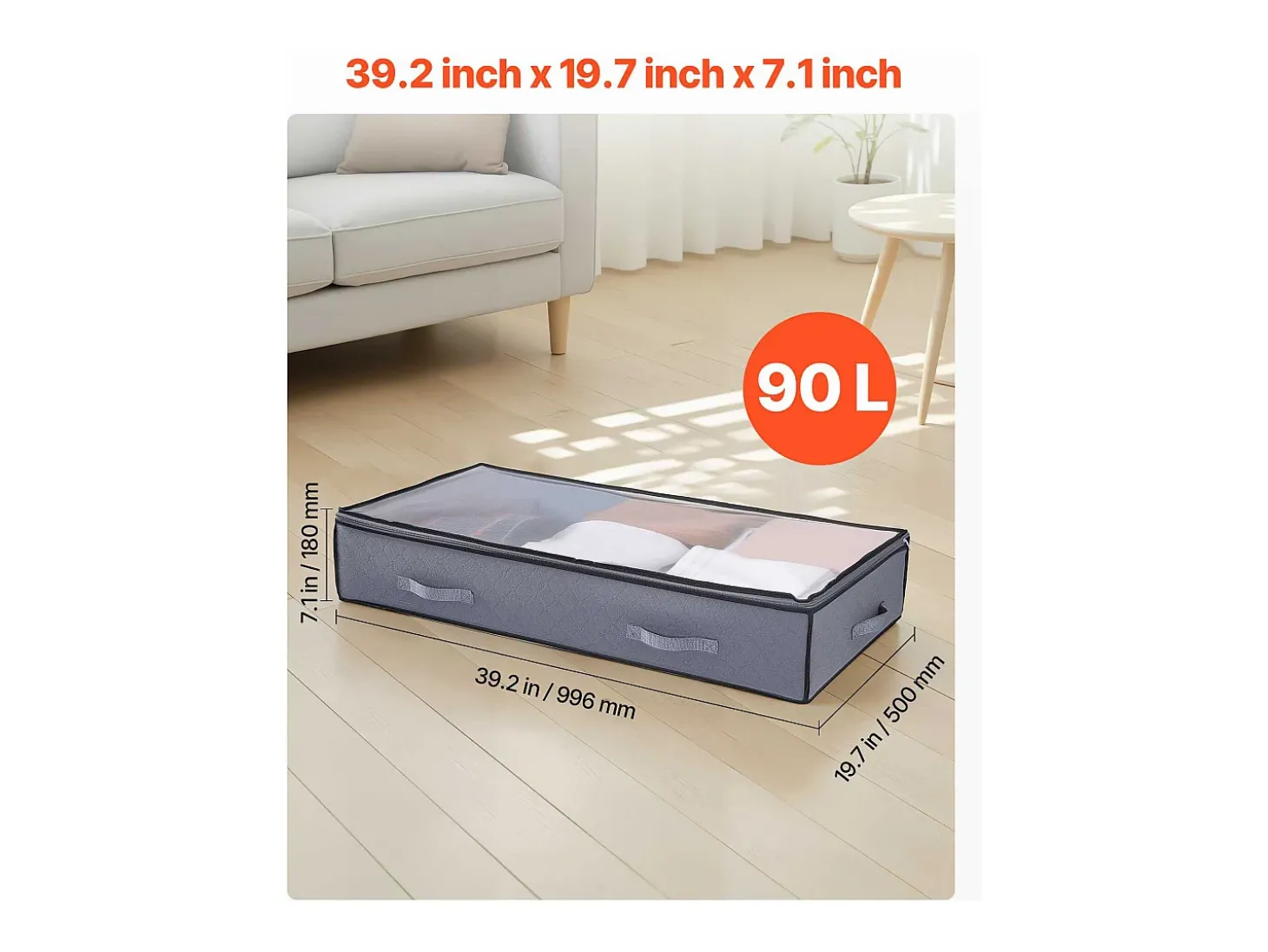 Sacos de Armazenamento SucceBuy sob a Cama 4 Peças 90 L, Organizador de Sapatos sob a Cama com Tampas Transparentes, Caixa de Armazenamento para Roupas