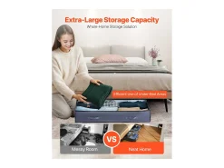Sacos de Armazenamento SucceBuy sob a Cama 4 Peças 90 L, Organizador de Sapatos sob a Cama com Tampas Transparentes, Caixa de Armazenamento para Roupas