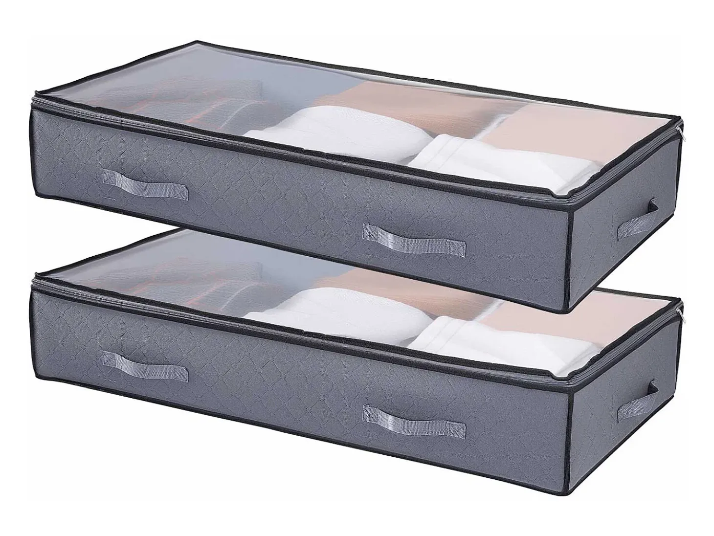 Sacos de Armazenamento SucceBuy sob a Cama 4 Peças 90 L, Organizador de Sapatos sob a Cama com Tampas Transparentes, Caixa de Armazenamento para Roupas