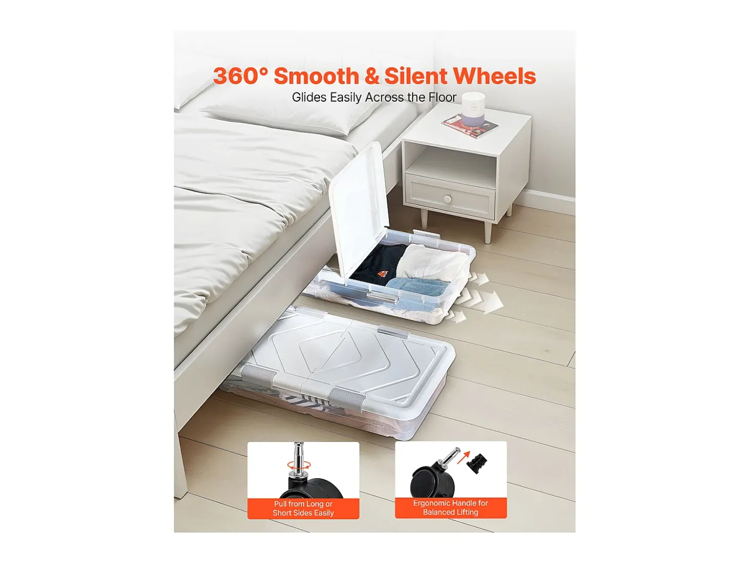 Sacos de Armazenamento SucceBuy sob a Cama com Rodinhas, Organizador de Sapatos sob a Cama 80,5x39,6x17,5 cm, Caixa de Armazenamento com Tampa