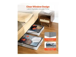 Sacos de Armazenamento SucceBuy sob a Cama 2 Peças 45 L, Organizador de Sapatos sob a Cama com Tampas Transparentes, Caixa de Armazenamento para Roupas