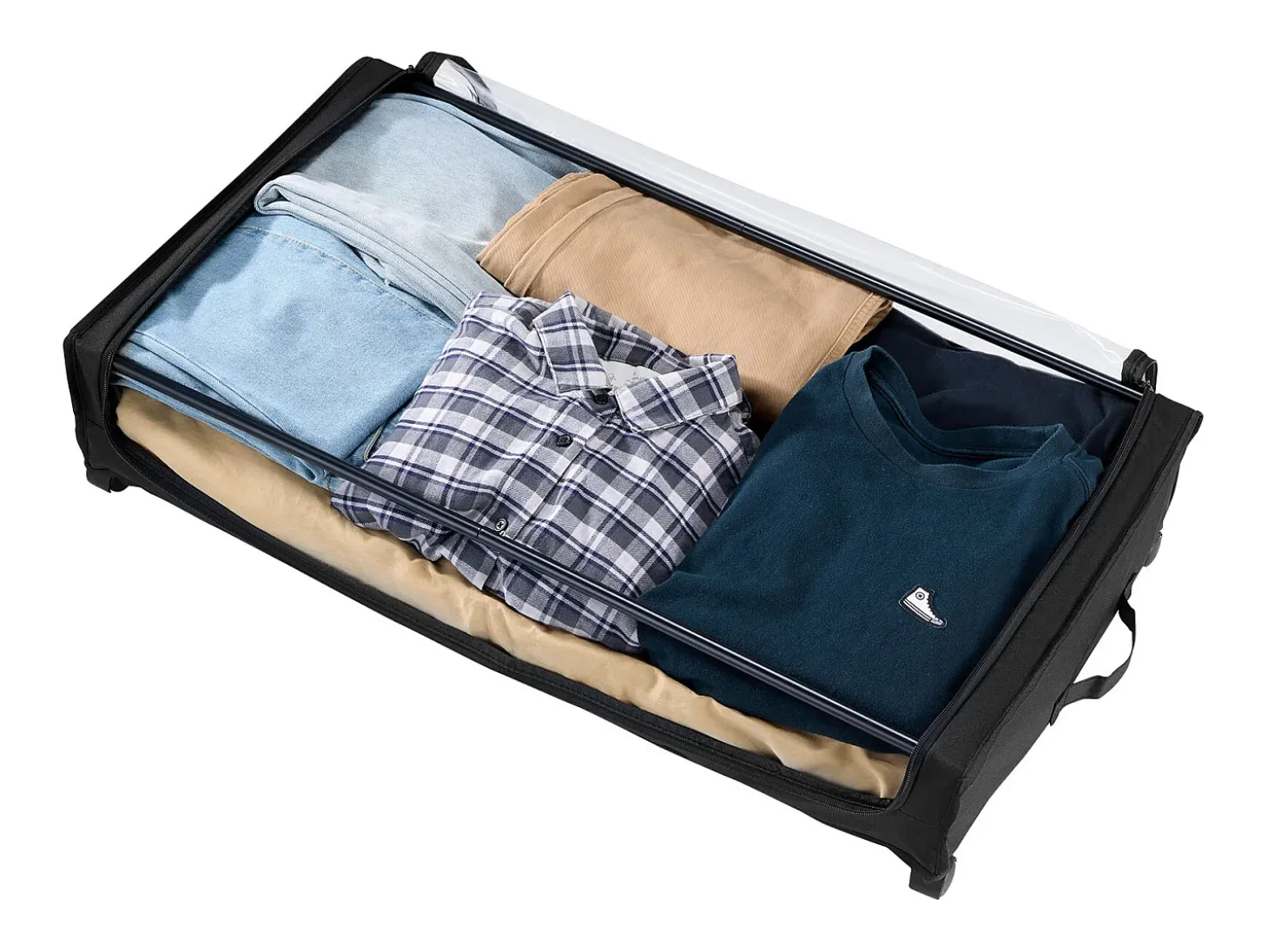 Sacos de Armazenamento SucceBuy sob a Cama com Rodinhas, Organizador de Sapatos sob a Cama 2 Peças de 77 x 47 x 17,3 cm, com Tampa Transparente