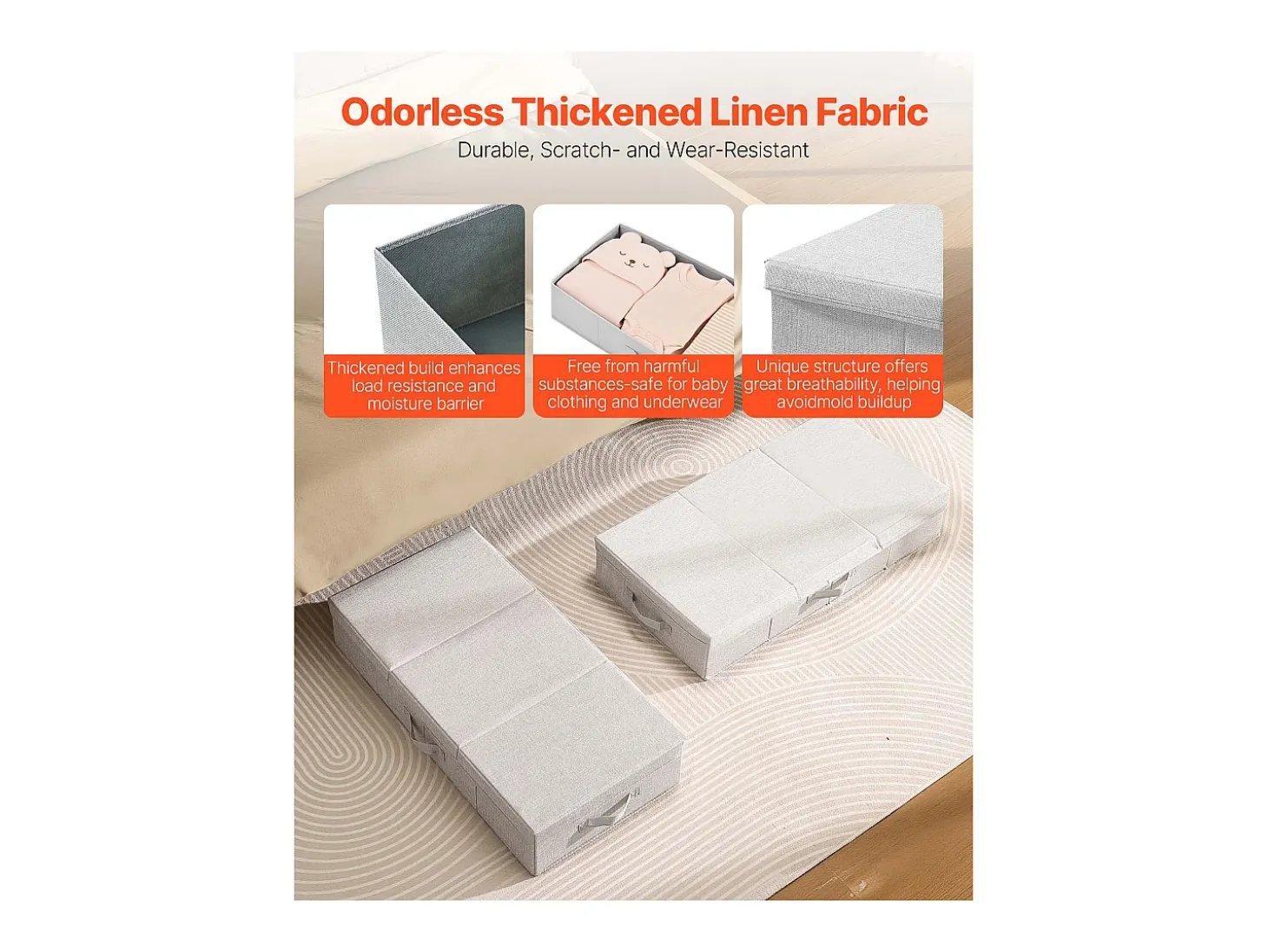 Sacos de Armazenamento SucceBuy sob a Cama 2 Peças de 48 L, Organizador de Sapatos sob a Cama de 80,5x40,5x15,5 cm, Caixa de Armazenamento para Roupas