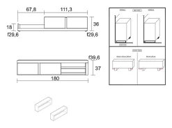 Sala de estar IDEM - Conjunto de móveis - Branco/Preto 200x40x180cm