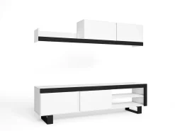 Sala de estar IDEM - Conjunto de móveis - Branco/Preto 200x40x180cm