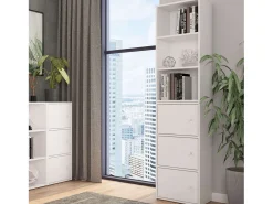Sala de estar Plea 1 guarda-roupa com 3 portas e 1 prateleira 3 níveis branco 184x42x29 cm
