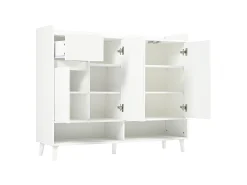 Sapateira - 120 x 35 x 99 cm - com 4 portas e 1 gaveta + prateleira ajustável - amplo espaço de armazenamento - aglomerado - branco