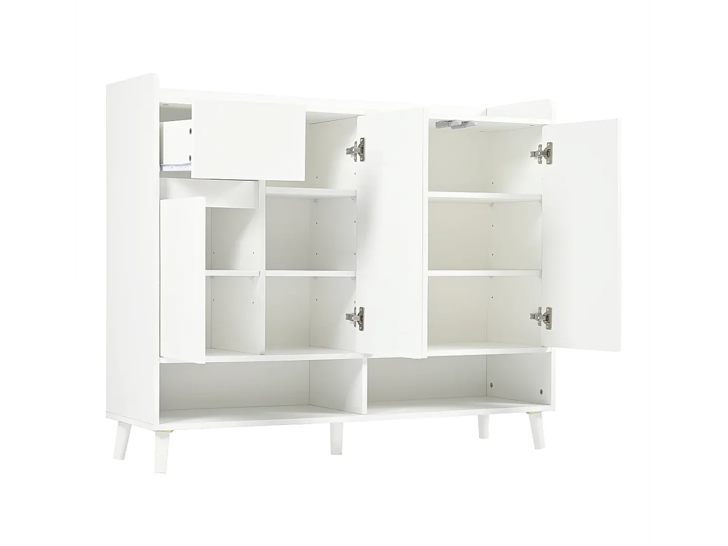Sapateira - 120 x 35 x 99 cm - com 4 portas e 1 gaveta + prateleira ajustável - amplo espaço de armazenamento - aglomerado - branco