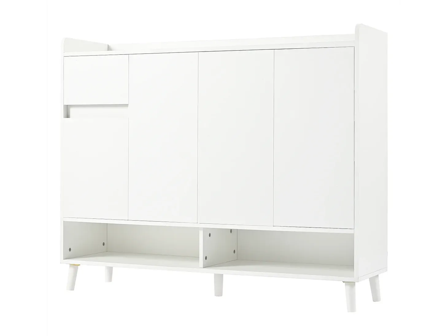 Sapateira - 120 x 35 x 99 cm - com 4 portas e 1 gaveta + prateleira ajustável - amplo espaço de armazenamento - aglomerado - branco
